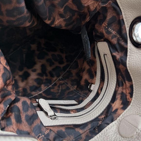 B. Makowsky Women’s Leather Tote Bag Brown/Gold/Tan One Size - Picture 7 of 11